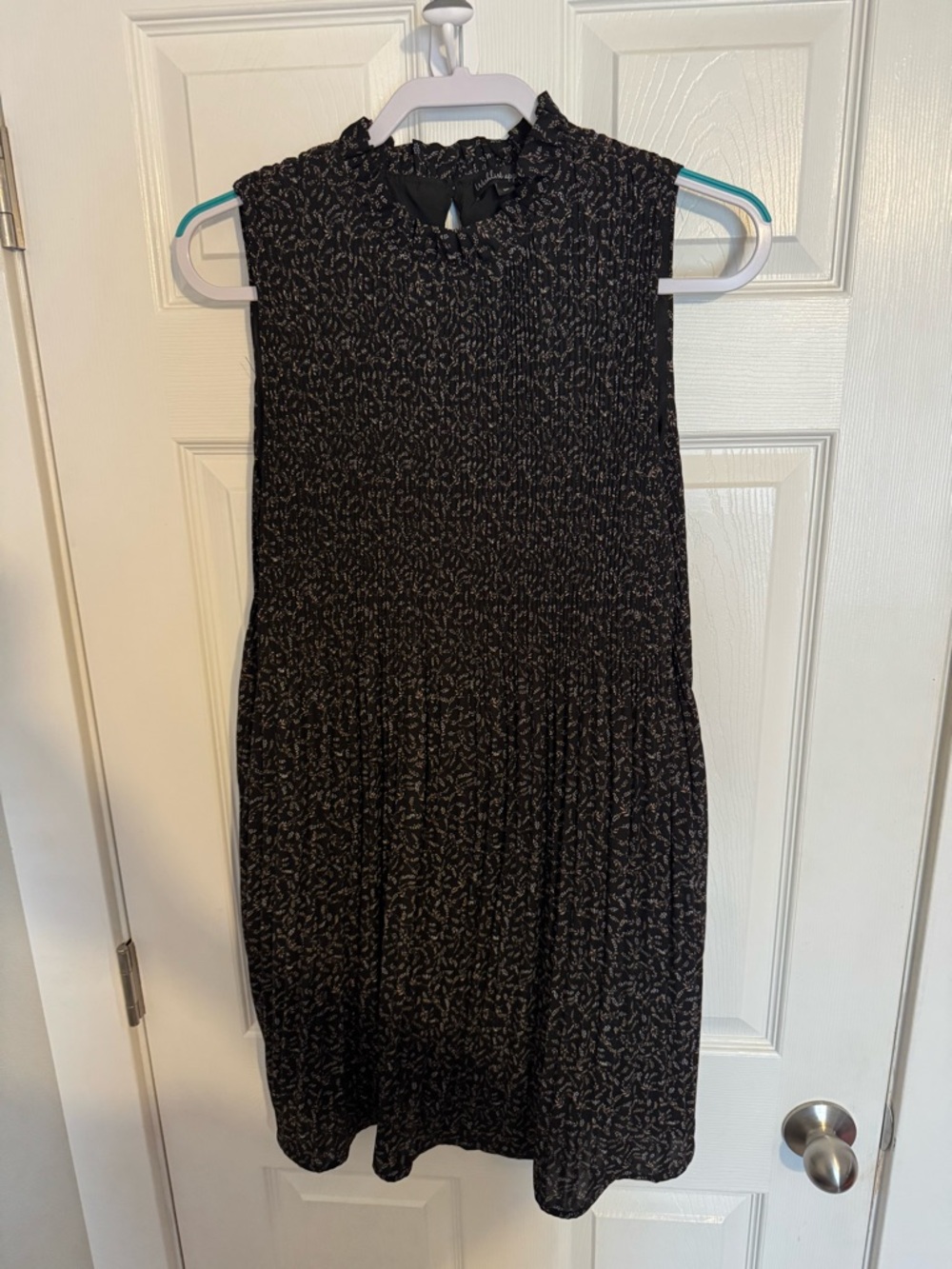Wishlist Apparel Sleeveless Black Floral Smocked Neck Dress
